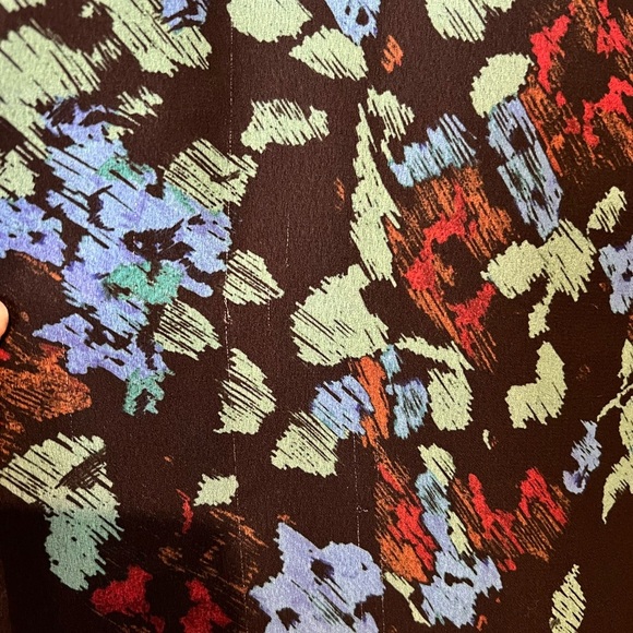 Ganni Printed Light Crepe Ruffle V-Neck Raglan Dress in Meadow Azure Blue 34 - Picture 5 of 16